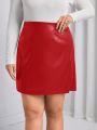 SHEIN Frenchy Plus Size High Waist Faux Leather Skirt