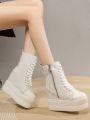 Ladies' High-top Wedge Heel Thick-sole Canvas Boots