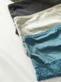 Women'S Plus Size Lace Patchwork Underwear, Set Of 3