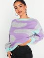 CHICRUSH Color Block Batwing Sleeve Sweater