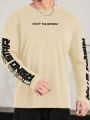 Manfinity Men'S Knitted Casual Letter Print Long Sleeve T-Shirt