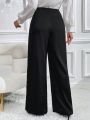 SHEIN Privé High Waist Plicated Detail Wide Leg Pants