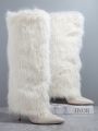 Fuzzy Pointy Toe Slip On Boots