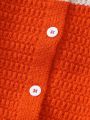 Baby Girl Orange Pattern Raglan Sleeve Cardigan & Knit Jumpsuit