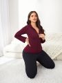 Yoga Basic Women'S Plus Size Seamless Zip Up Slim Fit Sports Jacket