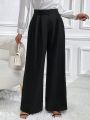 SHEIN Privé High Waist Plicated Detail Wide Leg Pants