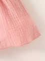 SHEIN Newborn Baby Girls' Patchwork Embroidered Mesh Dress With Bow Decoration