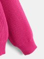 Teen Girls' Solid Color Drop Shoulder Sweater