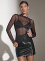 SHEIN BAE Women's Sheer Mesh Top