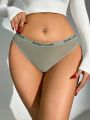 Letter Tape Waist Mesh Panty