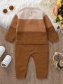 Baby Boys' Color Block Cute Bear Sweater Romper