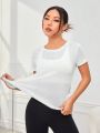 Daily&Casual Women's Side Slit Twisted Loose Fit Sports T-Shirt