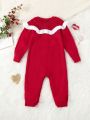 Baby Girl Ruffle Trim Button Front Sweater Jumpsuit
