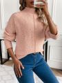 SHEIN Essnce Solid Color Batwing Sleeve Half Turtleneck Sweater