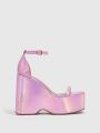 Party Collection Holographic Ankle Strap Wedge Sandals