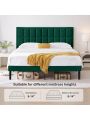 Flolinda King Bed Frame Upholstered Platform King Size Bed Frame with Headboard Strong 42pcs Slats, No Box Spring Needed, Easy Assembly Green