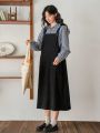FRIFUL Women'S Double Pocket Overall Dress