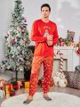 Men Christmas & Cartoon Graphic Loungewear Top