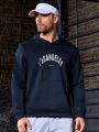 Men'S Letter Print Drawstring Hooded Sports Sweatshirt