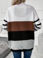 Color Block Drop Shoulder Cardigan