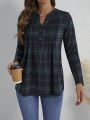 EMERY ROSE Ladies' Plaid Pleated Shirt