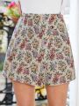 SHEIN Frenchy Button Decor Jacquard Wrapped Skort