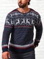 Men Christmas Elk & Geo Pattern Sweater