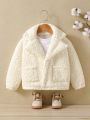 Girls' Street Style Cool Plush Collar Jacket, Suitable For Winter