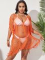 SHEIN Swim BAE Plus Open Stitch Cover Up Without Bikini Set