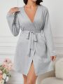 Women'S Long Sleeve Wrap Robe