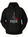 Men's Plus Size Fleece Hoodie With Slogan Print