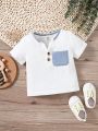 Baby Boys' Simple Casual Short Sleeve Top For Summer