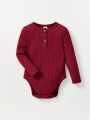 Cozy Cub Baby Boy Solid Color Long Sleeve Bodysuit 2pcs/Set