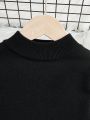 SHEIN Tween Girl Pearls Beaded Gigot Sleeve Mock Neck Sweater Dress Without Belt