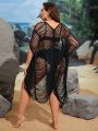 SHEIN Swim BohoFeel Plus Hollow Out Tie Front Kimono