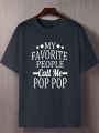 Men's Plus Size Slogan Print Round Neck T-Shirt