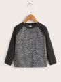 SHEIN Kids EVRYDAY Young Boy Marled Raglan Sleeve Tee