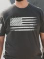 Men's Plus Size American Flag Printed T-Shirt