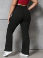 Plus Size Solid Color Slim Fit Flare Jeans