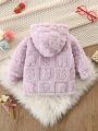 Baby Girl Solid Hooded Flannel Coat