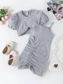 SHEIN Kids CHARMNG Toddler Girls' Solid Color 2pcs Clothing Set