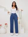 SHEIN Privé Raw Color Straight Leg Jeans