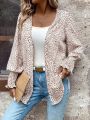 Women'S Casual Lantern Sleeve Regular Jacket With Random Pattern