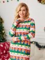 1pc Gingerbread Men Print Night Dress