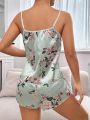 Floral Print Satin PJ Set