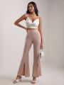 SIGLA KAYNAK High Waist Split Hem Flare Leg Pants