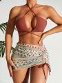 SHEIN Swim BohoFeel Women's Stylish Cross Back Swimwear Set