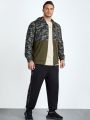 SHEIN Extended Sizes Men Plus Camo Print Zip Up Hoodie