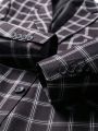 1pc Men's Plaid Notched Collar Single Breasted Suit