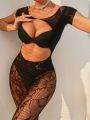 SHEIN Cut Out Body Stocking Without Lingerie Set